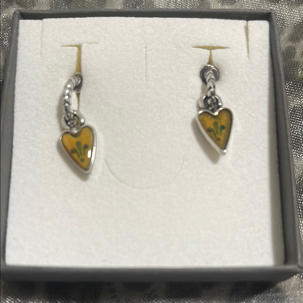 Heart-Shaped Silver and Gold Earrings